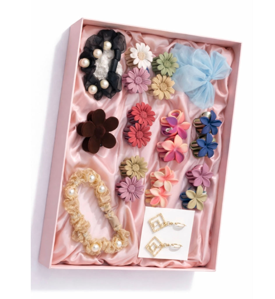 Valentine Special Hair Clips Box with earrings